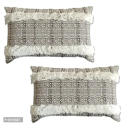 AJS Living Cotton Decorative, Morden, Designer Throw Pillow/Cushion Cover (Design 04) Set of 2-thumb0