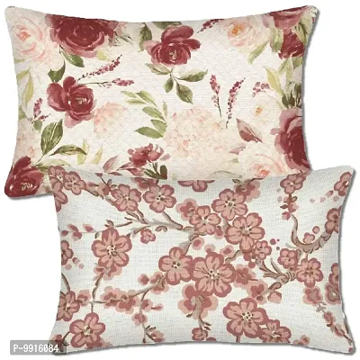 AJS Living Cotton Digital Decorative Print Combo of Cushion Cover with Filler, Latest Pattern Home Decor Pillow for Front Sofa Set (Pack of 2, 14x20 Inch, Design 06)