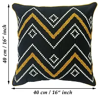 AJS Living Cushion Pillow Takiya Cover for Home Office School Chair Seat D?cor Stylish Unique Cushions Multicolour Square Cover 16""x16"" (Black)-thumb2