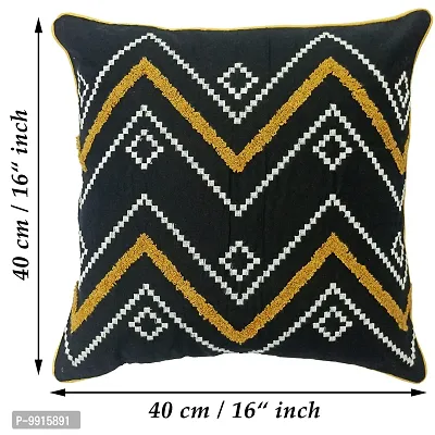 AJS Living Cushion Pillow Takiya Cover for Home Office School Chair Seat D?cor Stylish Unique Cushions Multicolour Square Cover 16""x16"" (Black)-thumb3