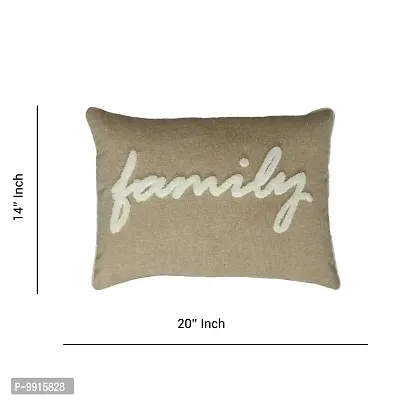 AJS Living Set of 2 Cushion Cover Combo of Family and Smile Written Love Gifts Cushion Covers only, Gift for Valentine Special Occasion Pillow, Takiya in Hand Work Oblong Cushions, Size 14 x 20 Inch-thumb5