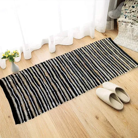 AJS Living Modern Jute Cotton Rug Bedroom, Living Room, Kids Room, Reversible Cotton Jute Floor Rug Carpet Runner for Home