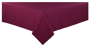 AJS Living Mercerised Fabric Cotton TC Solid Plain Design Rectangle 6 Feet Table Cloth Cover for Home/Office/Hotel Dining Bench, 4-6 Seater, 140 x180 cm, Red-thumb2