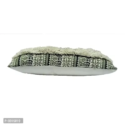 AJS Living Cushion with Cover , Pillow for Home Office School Chair seat, Takiya of Green Jute Patch Cushions TC - 200, Size - 49 * 30 cm / 20 x 12 Inch-thumb5