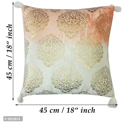 AJS Living Front Cotton Cushion Cover with Back Polyester Fabric Hand Embroidered, Decorative, Attractive, Beautiful & Elegant Sofa, Bed Room Size 18 x 18 Inch (Blush)-thumb4