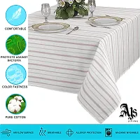 AJS Living Mercerised Striped Fabric Cotton Rectangular TC Stripes Design 6 Feet Table Cloth Cover 4-6 Seater, 140 x180 cm, Blue Lines-Pack of 1-thumb1