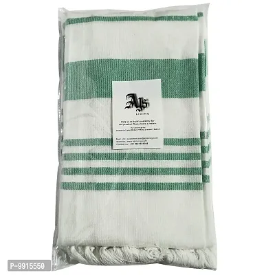 AJS Living Large Turkish Peshtemal Bath - Hammam Towel Ideal for Sauna, Spa, Yoga, and Beach ? XXL Oversized 80 x180 cm Wrap, Soft, Thin and Light, Set of 2 White & Green-thumb5