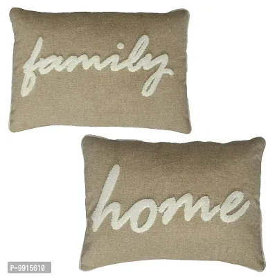 AJS Living Set of 2 Cotton Cushion Cover Combo Family Home Decorative Cushion Covers, Morden, Designer Throw Pillow/Cushion Covers Size 50 x 35 cm/ 14x20 Inch-thumb0