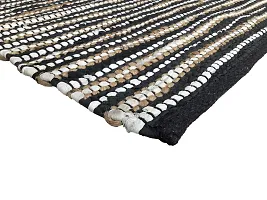 AJS Living Hand Woven Modern Rug or Bedroom, Living Room, Kids Room, Cotton Floor Rug Carpet Bedside Runner for Home (2.5 x 6 Feet, Black  White)-thumb2