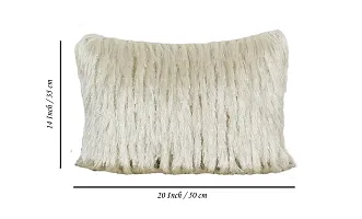 AJS Living 14X 20 Shaggy Plush Faux Fur Pillow Covers Fluffy Soft Soild Decorative Pillow Cushion Case for Bed Couch, White-thumb2