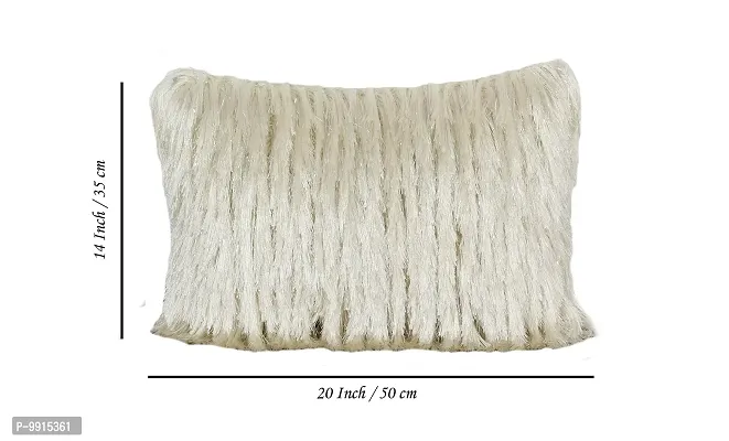 AJS Living 14X 20 Shaggy Plush Faux Fur Pillow Covers Fluffy Soft Soild Decorative Pillow Cushion Case for Bed Couch, White-thumb3