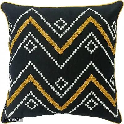 AJS Living Cushion Pillow Takiya Cover for Home Office School Chair Seat D?cor Stylish Unique Cushions Multicolour Square Cover 16""x16"" (Black)