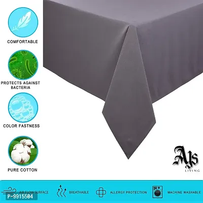 AJS Living Mercerised Fabric Cotton TC Dobby Design Rectangle 8 Feet Table Cloth Cover for Home/Office/Hotel Dining Bench, 6-8 Seater, 140 x240 cm, Charcoal-thumb2