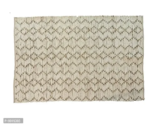 AJS Living Rectangle Multi Chindi Braid Hand Woven and Reversible Jute and Cotton Rug Carpet (White)-thumb5