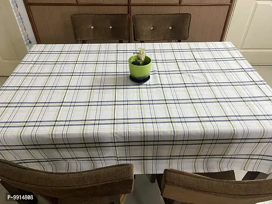 AJS Living Mercerised Fabric Cotton TC Checks/Blocks Design Rectangle 8 Feet Table Cloth Cover for Home/Office/Hotel Dining Bench, 6-8 Seater, 140 x240 cm, Yellow Square-thumb5