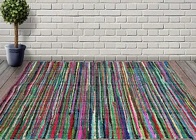 AJS Living Rectangle Cotton Rug Carpet, Multi Chindi Braid Rug, Hand Woven  Reversible, Colour Vibrant Fabric Rags for Living/Dining Room Bedroom, White Chidi (4*6)-thumb2