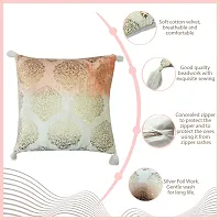 AJS Living Front Cotton Cushion Cover with Back Polyester Fabric Hand Embroidered, Decorative, Attractive, Beautiful & Elegant Sofa, Bed Room Size 18 x 18 Inch (Blush)-thumb1