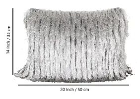 AJS Living 14X 20 Shaggy Plush Faux Fur Pillow Covers Fluffy Soft Soild Decorative Pillow Cushion Case for Bed Couch, Grey-thumb2