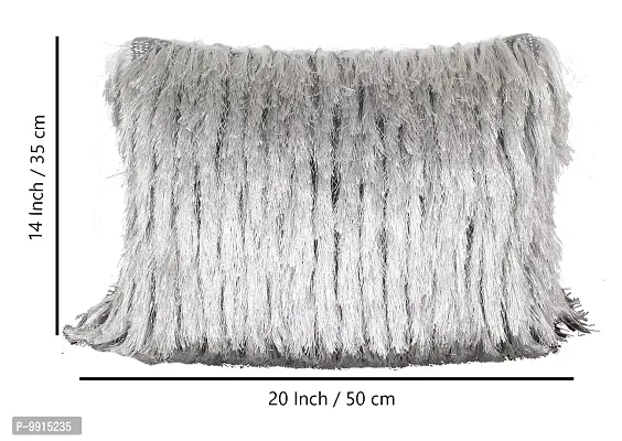 AJS Living 14X 20 Shaggy Plush Faux Fur Pillow Covers Fluffy Soft Soild Decorative Pillow Cushion Case for Bed Couch, Grey-thumb3