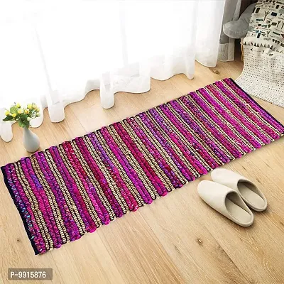 AJS Living Rectangle Multi Chindi Braid Hand Woven and Reversible Jute and Cotton Rug Carpet (Ethnic Black)