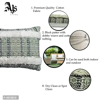 AJS Living Cushion with Cover , Pillow for Home Office School Chair seat, Takiya of Green Jute Patch Cushions TC - 200, Size - 49 * 30 cm / 20 x 12 Inch-thumb2