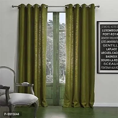AJS LIVING Pure Cotton Curtain Solid Colour Curtains for Window - 7 Feet Long, Light Weight Filtering Blackout in Living Room/Bedroom with Drapes Canvas Eyelet (Set of 2, Green)-thumb0
