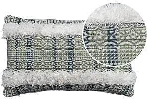 AJS Living Cushion with Cover , Pillow for Home Office School Chair seat, Takiya of Green Jute Patch Cushions TC - 200, Size - 49 * 30 cm / 20 x 12 Inch-thumb3