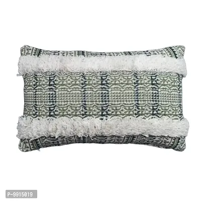 AJS Living Cushion with Cover , Pillow for Home Office School Chair seat, Takiya of Green Jute Patch Cushions TC - 200, Size - 49 * 30 cm / 20 x 12 Inch