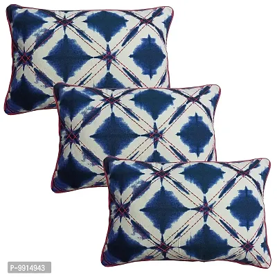 AJS Living Cushion Cover, Pillow for Home Office School Chair seat, Takiya of Navy geo Cushions TC - 200, Set of 3, Size ? 20 x 14 Inch-thumb0