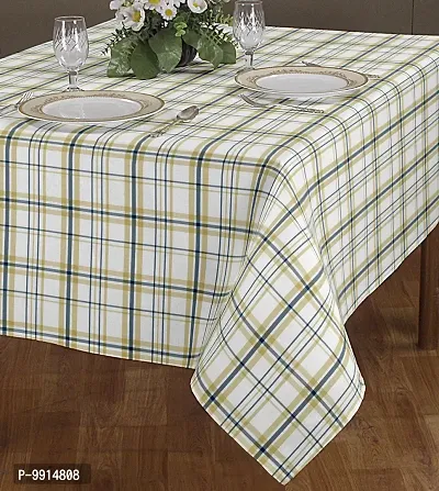 AJS Living Mercerised Fabric Cotton TC Checks/Blocks Design Rectangle 8 Feet Table Cloth Cover for Home/Office/Hotel Dining Bench, 6-8 Seater, 140 x240 cm, Yellow Square