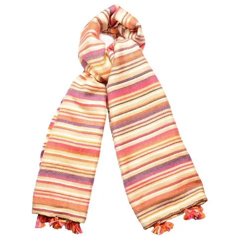 AJS Living Export Quality 100% Scarve wash Stoles Imported (70 (2.3 ft) * 180 (5.9 ft) cm) (Colour: Multi) (Design 03)