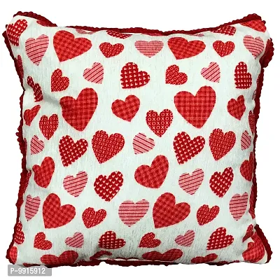 AJS Living Love Gifts Embroidered Cushion Cover with Filler, Gift for Valentine Specail Ocassion Pillow, Takiya in Hand Work Cushions, Red Multi Size- 12x12 inches-thumb5