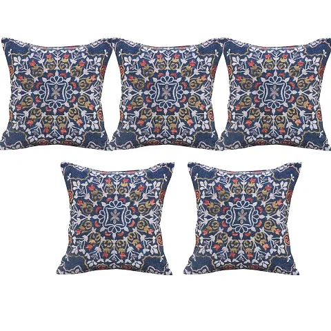 AJS Living Square Cushion Cover New Embroidered Design, Pillow for Home Decor, Set of 5 Takiya Covers, Multi Size Cushions Cover