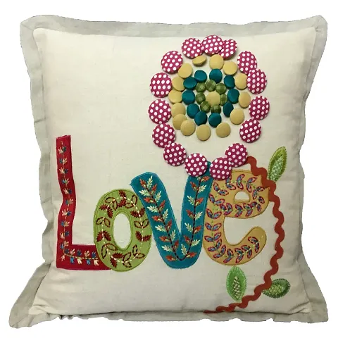 AJS Living Square Cushion with Cover New Embroidered Design, Pillow for Home Decor, Takiya Covers, Multi Size Decoration Cushions