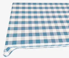 AJS Living Mercerised Fabric Cotton TC Checks/Blocks Design Rectangle 8 Feet Table Cloth Cover for Home/Office/Hotel Dining Bench, 6-8 Seater, 140 x240 cm, Blue Square-thumb2