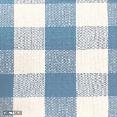 AJS Living Mercerised Fabric Cotton TC Checks/Blocks Design Rectangle 8 Feet Table Cloth Cover for Home/Office/Hotel Dining Bench, 6-8 Seater, 140 x240 cm, Blue Square-thumb4