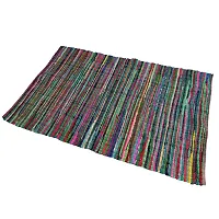 AJS Living Rectangle Cotton Rug Carpet, Multi Chindi Braid Runner Rug, Hand Woven  Reversible, Colour Vibrant Fabric Rags for Living/Dining Room Bedroom, Green Chidi (2.6*6)-thumb1