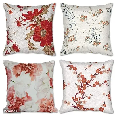 AJS Living Cotton Digital Decorative Print Combo of Cushion Cover with Filler, Latest Pattern Home Decor Pillow for Front Sofa Set (Pack of 4, 16x16 Inch, Design 02)