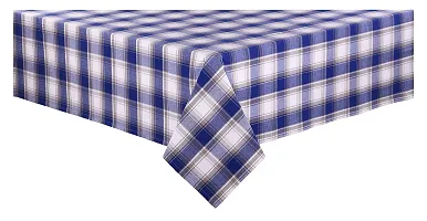 AJS Living Mercerised Fabric Cotton TC Checks/Blocks Design Rectangle 8 Feet Table Cloth Cover for Home/Office/Hotel Dining Bench, 6-8 Seater, 140 x240 cm, Blue Square-thumb3