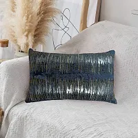 AJS Living Cushion with Cover, Pillow for Home Office School Chair seat, Takiya of Blue Colour Silver Beadwork Cushions (Single, Design-23)-thumb1