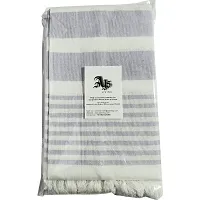 AJS Living Large Turkish Peshtemal Bath Towel - Hammam Towel Ideal for Sauna, Spa, Yoga, and Beach ? XXL Oversized 80 x 180 cm Hammam Wrap, Soft, Thin and Light, White & Blue-thumb2