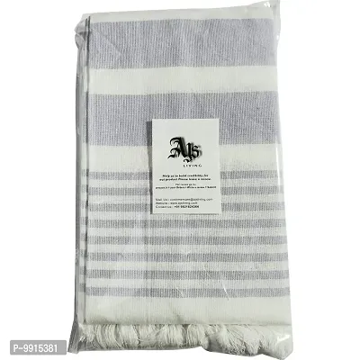 AJS Living Large Turkish Peshtemal Bath Towel - Hammam Towel Ideal for Sauna, Spa, Yoga, and Beach ? XXL Oversized 80 x 180 cm Hammam Wrap, Soft, Thin and Light, White & Blue-thumb3