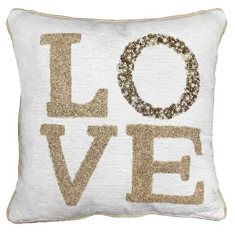 AJS Living Love Gifts Embroidered Cushion Cover with Filler, Gift for Valentine Specail Ocassion Pillow, Takiya in Hand Work Cushions