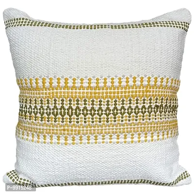 AJS LIVING Cotton Square Cushion with Embroidered Design Decoration Cushion Cover (18 X 18 Inch, Multicolor)-thumb0