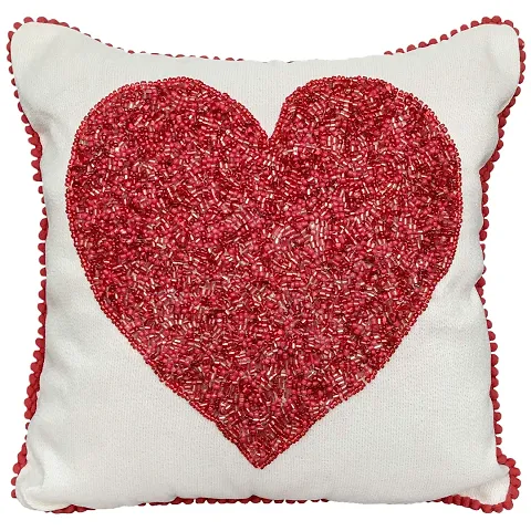 AJS Living Love Gifts Embroidered Cushion Cover with Filler, Gift for Valentine Specail Ocassion Pillow, Takiya in Hand Work Cushions
