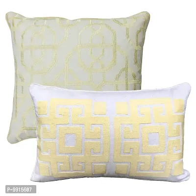 AJS Living Love Gifts Set of 2 Cushion Covers, Sunshine Yellow Story Combo Special Occasion Pillow, Multi Size- 12x20 & 16x16 inches-thumb0