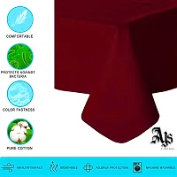 AJS Living Mercerised Fabric Cotton TC Solid Plain Design Rectangle 6 Feet Table Cloth Cover for Home/Office/Hotel Dining Bench, 4-6 Seater, 140 x180 cm, Red-thumb1