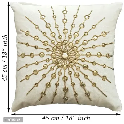 AJS Living Cover , Pillow for Home Office School Chair seat, Takiya of Off Off White Bead Work Cushions TC - 300, Size - 45 * 45 cm / 18 x 18 Inch-thumb5