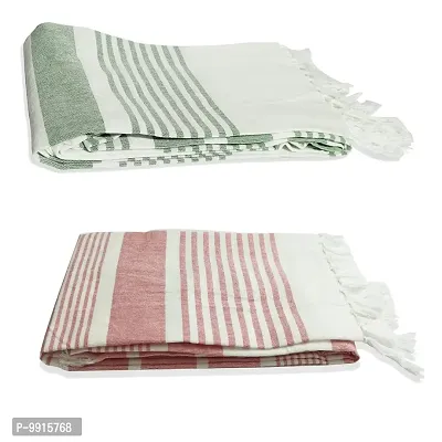 AJS Living Large Turkish Peshtemal Bath - Hammam Towel Ideal for Sauna, Spa, Yoga, and Beach ? XXL Oversized 80 x180 cm Wrap, Soft, Thin and Light, Set of 2 White & Multi