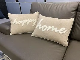 AJS Living Set of Cushion Cover Combo Happy Home Written Love Gifts Cushion Cover, Gift for Valentine Specail Ocassion Pillow, Takiya in 14 x 20 Inch-thumb2